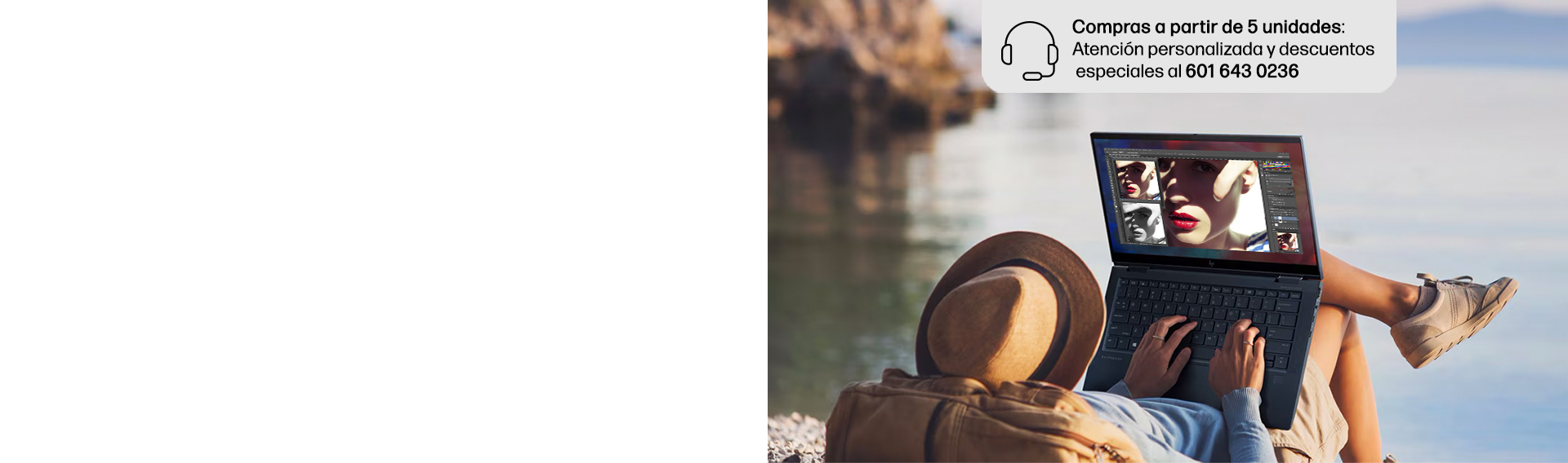 Descripción de imagen: Un hombre trabajando en una Laptop HP...