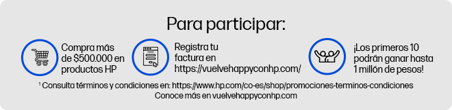 Para participar: Compra m&aacute;s de $500.000 en productos HP. Reg...