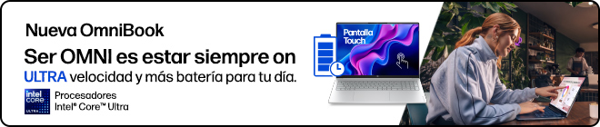 Ser OMNI es estar siempre on. ULTRA velocidad y m&aacute;s bater&iacute;a para tu d&iacute;a. Procesadores Intel&reg; Core&trade; Ultra. Una chica trabajando en una port&aacute;til HP Onnibook touch screen.